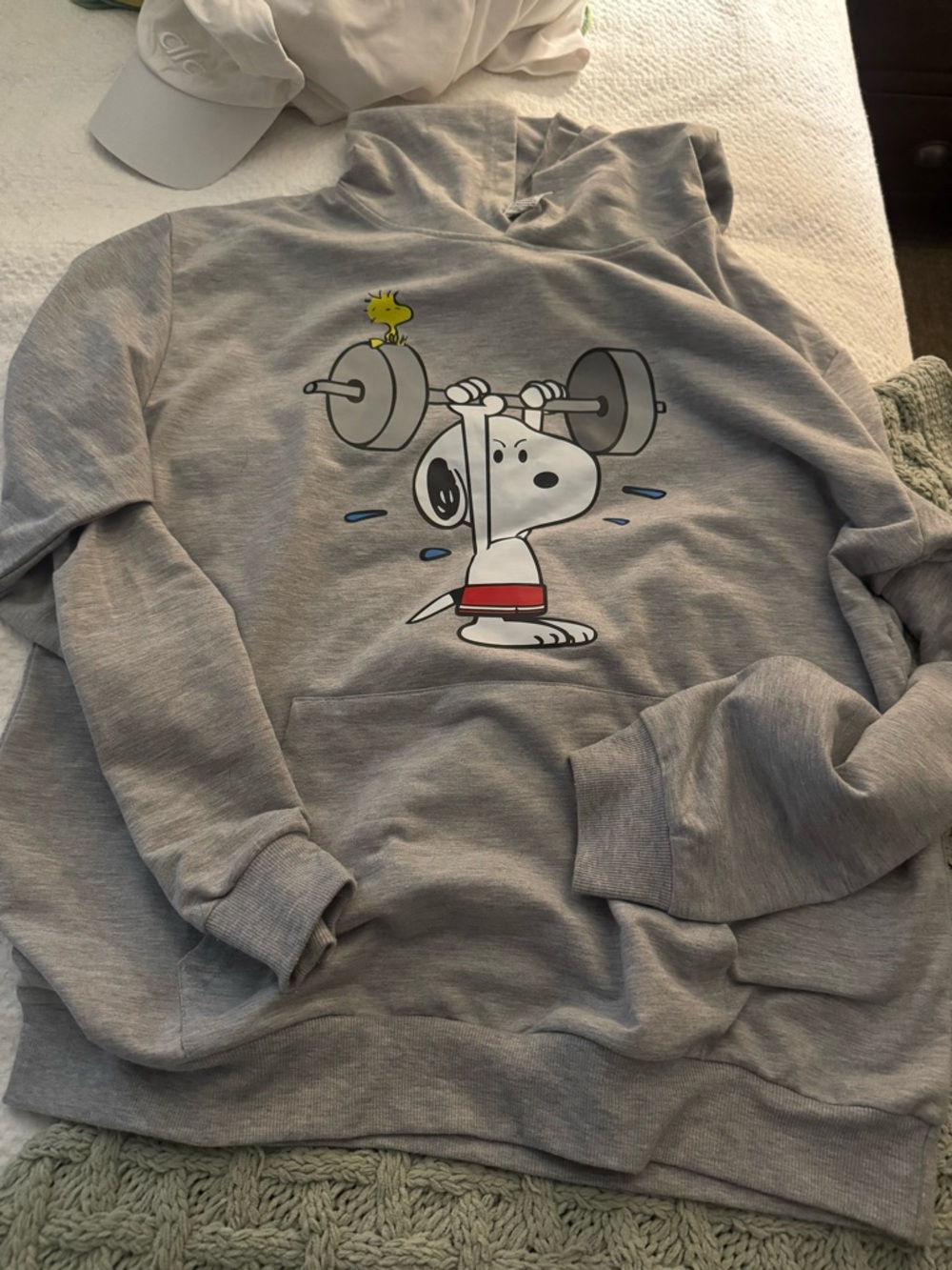 Snoopy Graphic Long Sleeve Hoodie - Gray